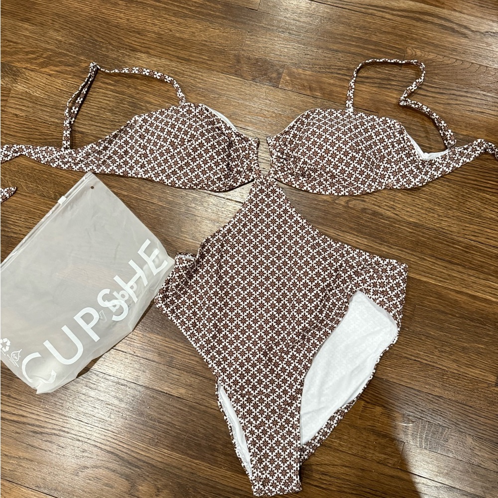 Cupshe Brown and White Patterned Bikini Set
